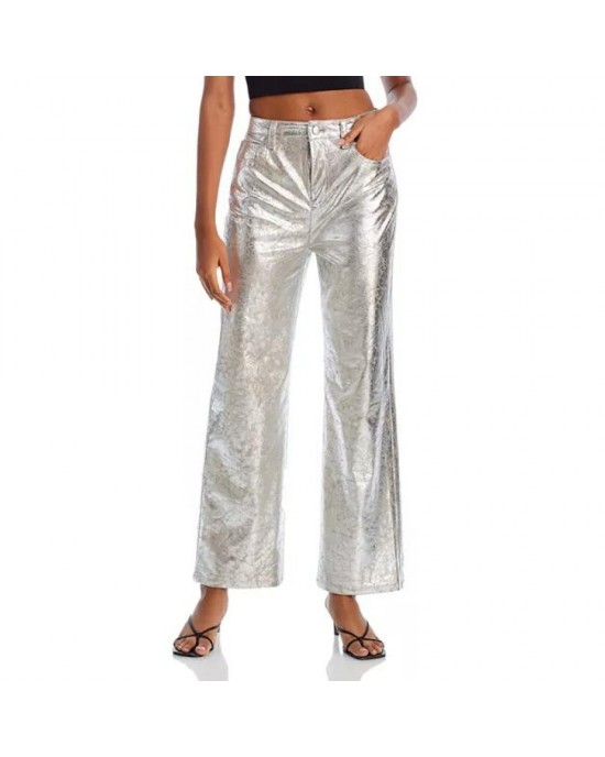 Metallic Leather Wide Leg Pants