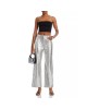 Metallic Leather Wide Leg Pants