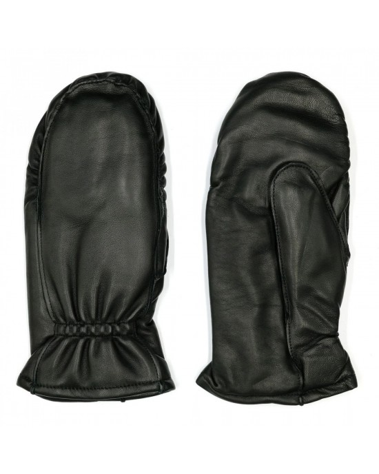 Leather Black Outdoor Mittens Gloves