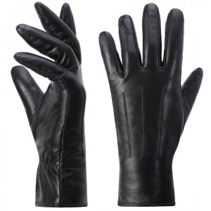 Warm Driving Lambskin Leather Gloves Black