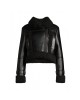 black Leather & Faux Shearling Crop Jacket