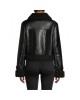 black Leather & Faux Shearling Crop Jacket