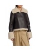 Shearling Cropped leather Jacket in Espresso