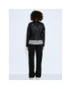 women's black trendy leather jacket