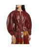 Balloon-Sleeve Leather Jacket