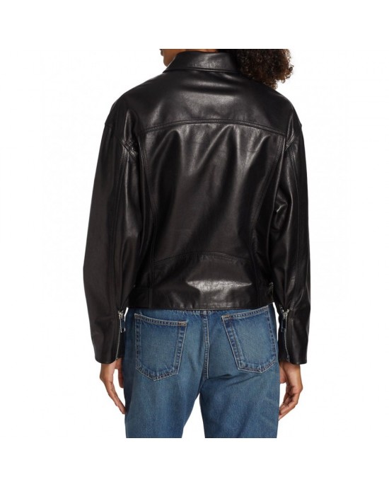 buffalo black Leather biker Jacket