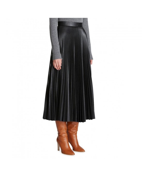  Leather Midi-Skirt