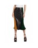 Paneled Leather Midi-Skirt