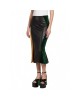 Paneled Leather Midi-Skirt