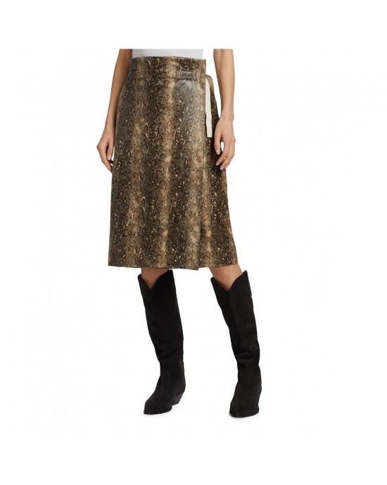  Snake-Embossed Wrap Midi-Skirt - Striking Style