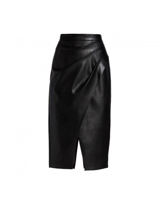 Gathered Vegan Leather Skirt - Ethical Elegance