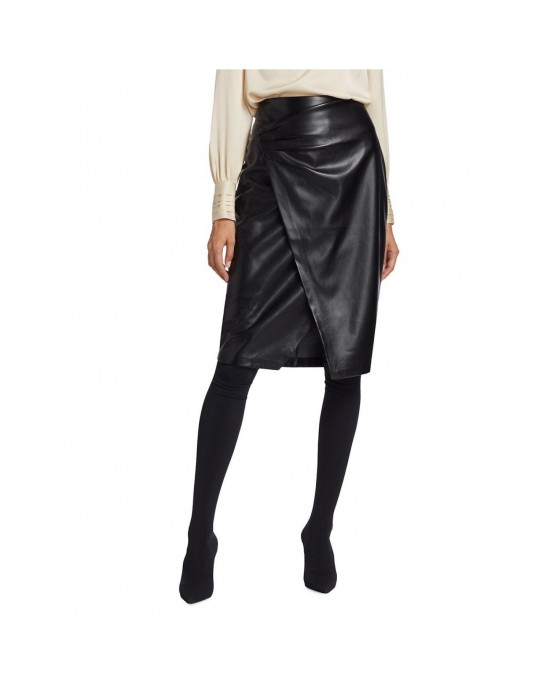 Gathered Vegan Leather Skirt - Ethical Elegance