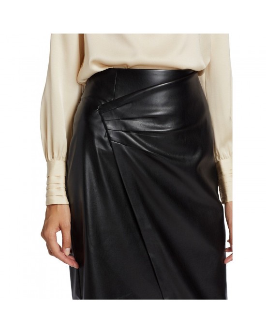 Gathered Vegan Leather Skirt - Ethical Elegance